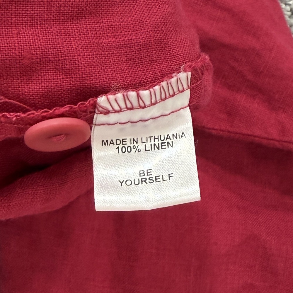 Flax 100% Linen Top Womens L Raspberry Lagenlook Boxy Lagom Coastal Oversized - Picture 13 of 14